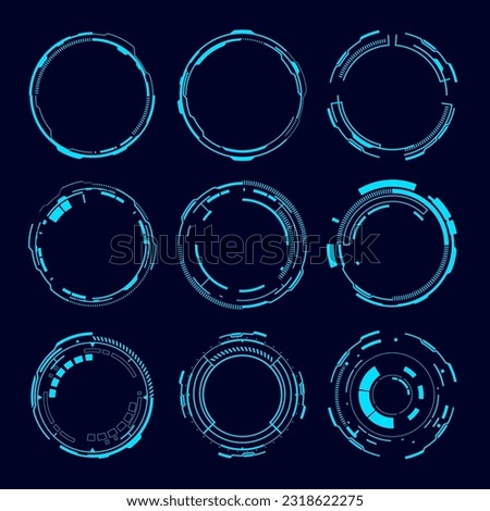 Vector technology futuristic circle element. HUD focus sci-fi circular design. Royalty-Free Stock Photo #2318622275