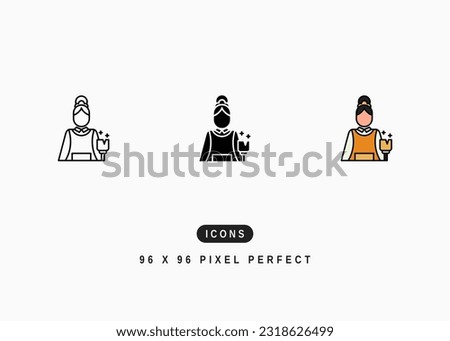 Maid Icon. Domestic Worker Housewife Symbol Stock Illustration. Vector Line Icons For UI Web Design And Presentation Royalty-Free Stock Photo #2318626499