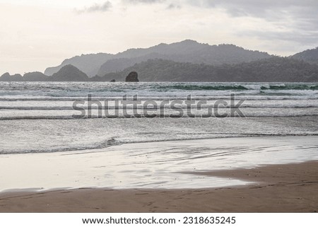 Sunset at beach in the tropics. Royalty-Free Stock Photo #2318635245