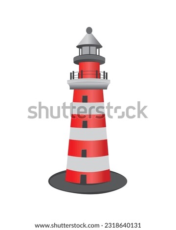 Lighthouse tower vector isolated on white. Navigational lighthouse.