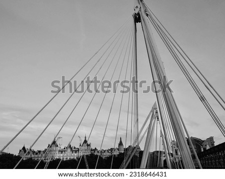 Golden Jubilee Pedestrian Bridge over Thames River from South Bank