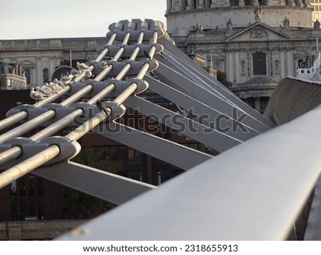 Close up of Millennium Pedestrian Bridge with Saint Paul's Cathedral