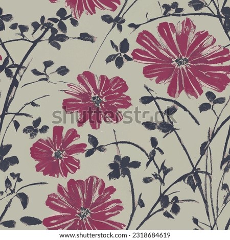 eps vector seamless pattern fashion print red purple flowers background floral texture illustration botanical art ornament flora garden image colorful plant modern flora bloom beauty endless repeat