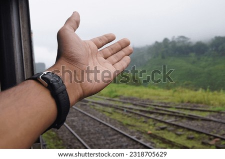 Hand out the Train window picture