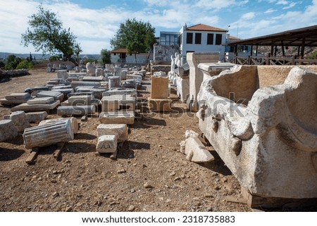 The mausoleum of Hekatomnos, King of Caria. This mausoleum is located in the Milas district of Muğla. It is the most important archaeological discovery of recent years. Royalty-Free Stock Photo #2318735883