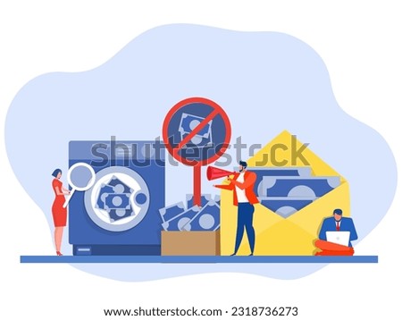 Anti Money Laundering acronym or Aml or Against Money Laundering,Aml  Washing Machine Stop Corruption and Illegal Business. Cartoon People Vector Illustration Royalty-Free Stock Photo #2318736273