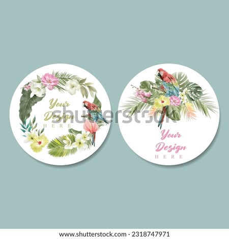 floral watercolor label collection set