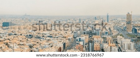 Aerial large panorama of downtown and outskirts of Riyadh city, Al Riyadh, Saudi Arabia Royalty-Free Stock Photo #2318766967