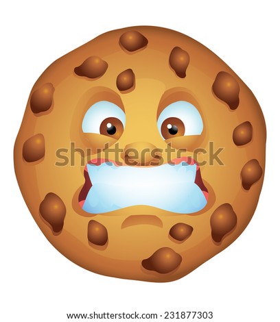 Chocolate chip cookie angry cartoon character isolated