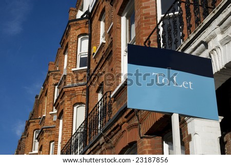 Townhouses with "To Let" sign and copy space.  at Kensington area(West-London).