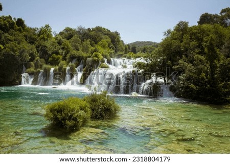 wonderful natural landscape of some waterfalls in krka national park in croatia