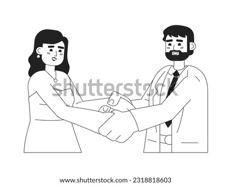 European wedding couple holding hands monochromatic flat vector characters. Romantic bride and groom. Editable thin line half body people on white. Simple bw cartoon spot image for web graphic design