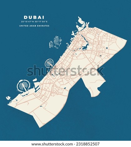 Dubai map vector poster flyer Royalty-Free Stock Photo #2318852507