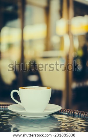 Latte coffee cup in white mug - vintage effect style pictures