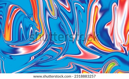 3d render, abstract background, iridescent holographic foil, metallic texture, ultraviolet wavy wallpaper, fluid ripples, liquid metal surface, esoteric aura spectrum, blue, red, sky blue colors