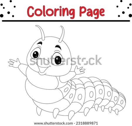 caterpillar coloring book page. Vector Cartoon Cute insects Line Art. bugs coloring book.