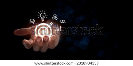 Banner hands open with icon, work performance is influenced by skills, abilities, and competence. Online transaction, fintech business, Internet investment e-Commerce concept. Royalty-Free Stock Photo #2318904339