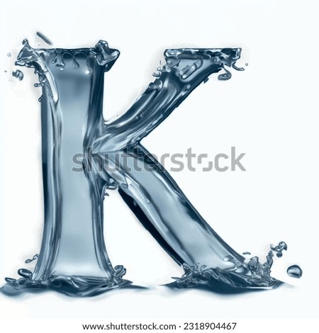 capital letter K in water with blank image background