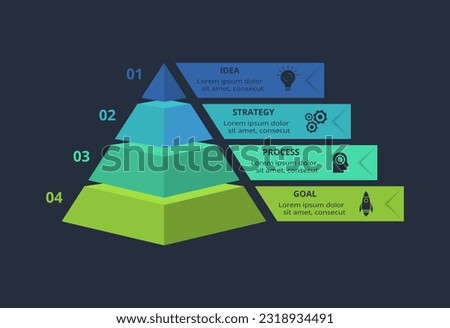 3d concept for infographic with 4 steps, options, parts or processes. Template for web on a black background. Royalty-Free Stock Photo #2318934491