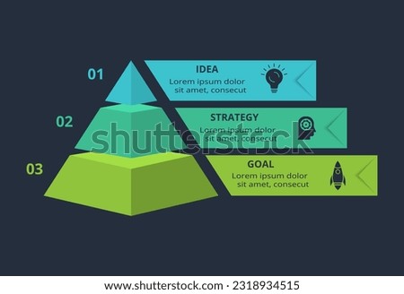 3d concept for infographic with 3 steps, options, parts or processes. Template for web on a black background. Royalty-Free Stock Photo #2318934515