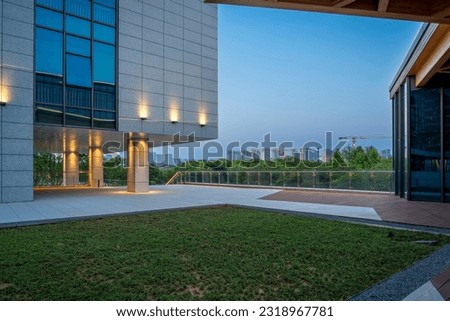 Modern business buildings in the evening