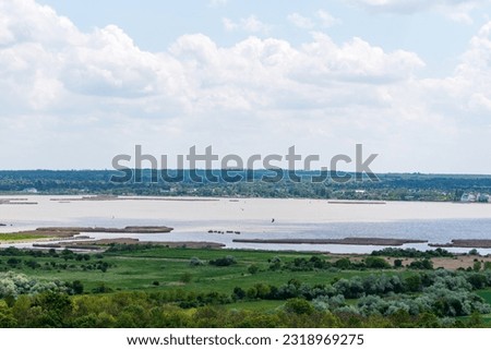 beautiful panorama of Lake Velence. The lake has an area of 26 km2, one third of which is covered by the common reed.