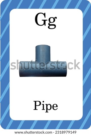 Pipe with frame for ABC Flash Cards. Letters, words and pictures. Educational alphabet cards for kids. children's alphabet page.