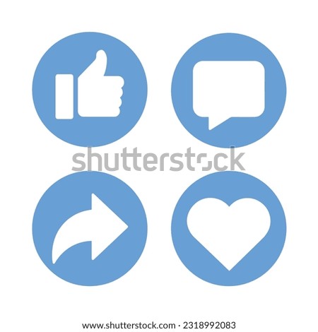 Like Comment Share Love social network Icon set Vector isolated Royalty-Free Stock Photo #2318992083