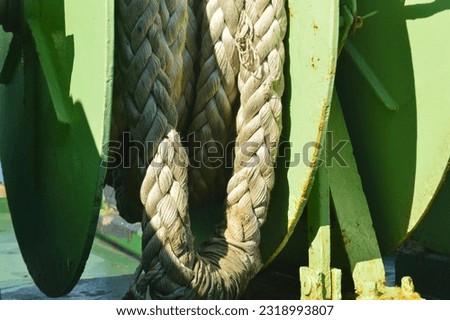 selective focus, background of mooring ropes used to moor boats at the pier.