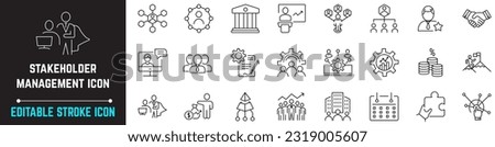 Stakeholder icons related to business leadership, human resource management, team work, Success, Project Stake holders Editable Stroke Icon Royalty-Free Stock Photo #2319005607