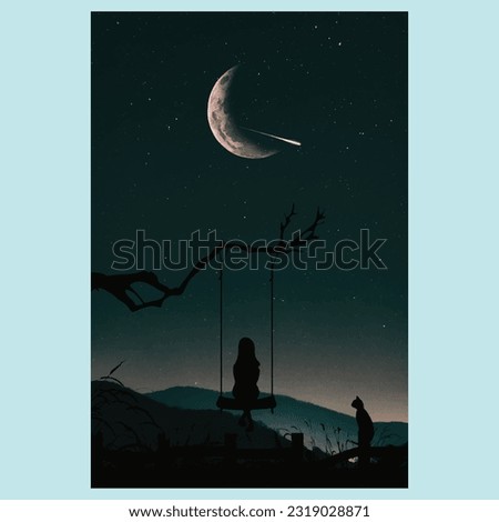 Moon Night | Iphone Wallpaper Vector