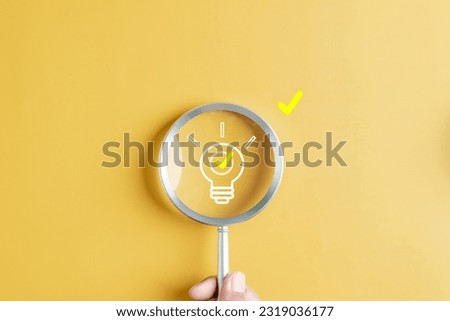 Quick tips for smart creative. light bulb and idea checking icon inside magnifier glass, working Creativity, Creative for new innovation with energy and power, growth and success development.	 Royalty-Free Stock Photo #2319036177