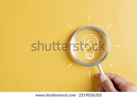Copyright protect idea concept, author rights and patent intellectual property, Copyright icon inside light bulb. Royalty-Free Stock Photo #2319036203