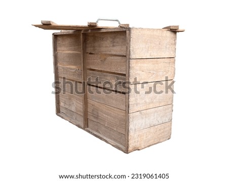 Wooden box storage on isolated white background.