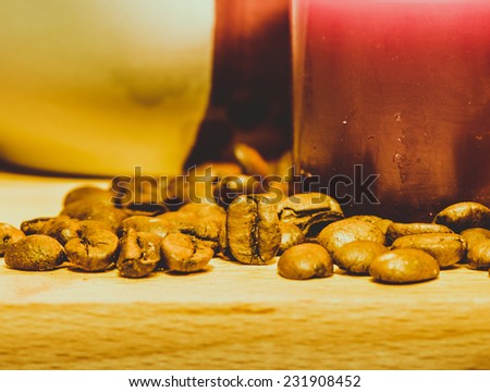 Coffee beans with on warm background