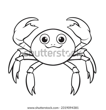 Coloring page simple black and white cute crab vector design