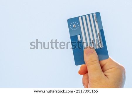 European Health Insurance Card, Concept, EU document confirming the right to treatment abroad, Travel insurance for Europeans traveling to EU and EFTA countries, copy space Royalty-Free Stock Photo #2319095165