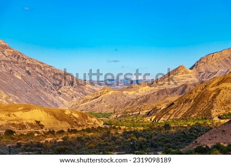 Gorgeous mountain landscape on a sunny day. View of the Caucasus Range, Dagestan.