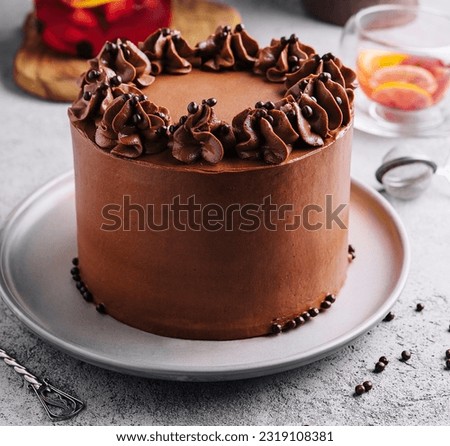 tasty homemade chocolate cake with tea