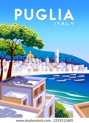 Puglia Travel poster. Handmade drawing vector illustration.  Royalty-Free Stock Photo #2319112605
