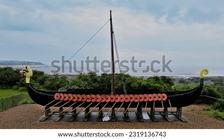 viking ship at pegwell bay Royalty-Free Stock Photo #2319136743