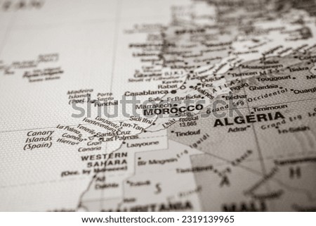 Morocco on map travel background texture