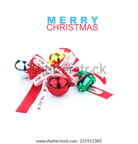 Colorful christmas ball decoration  on white with space for text