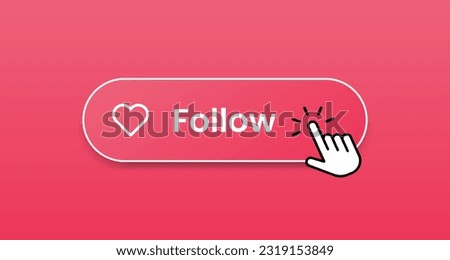 Follow us sticker button label badge flag sign symbol for mobile app, website, UI UX, promotion. High quality vector illustration EPS10 Royalty-Free Stock Photo #2319153849