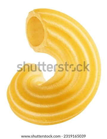 raw Cavatappi, Cellentany, uncooked Italian Pasta, isolated on white background, clipping path, full depth of field Royalty-Free Stock Photo #2319165039
