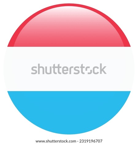 The flag of Luxembourg. Flag icon. Standard color. A round flag. 3d illustration. Computer illustration. Digital illustration. Vector illustration.