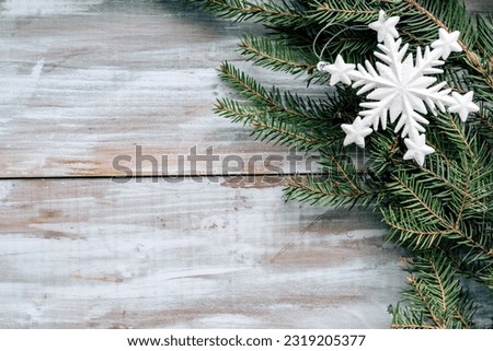 Christmas decoration, beautiful wooden photophone in rustic style.