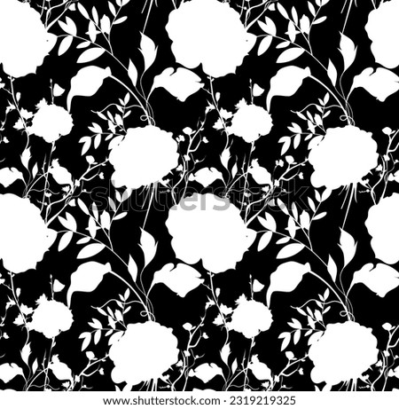Seamless silhouette floral pattern in vector.