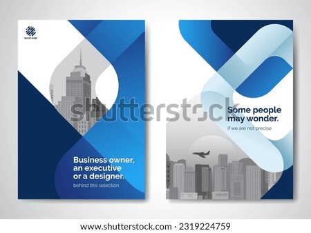 Template vector design for Brochure, AnnualReport, Magazine, Poster, Corporate Presentation, Portfolio, Flyer, infographic, layout modern with blue color size A4, Front and back, Easy to use and edit. Royalty-Free Stock Photo #2319224759