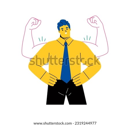 Business man power, man self confidence, high esteem concept. Flat vector illustration isolated on white background
 Royalty-Free Stock Photo #2319244977